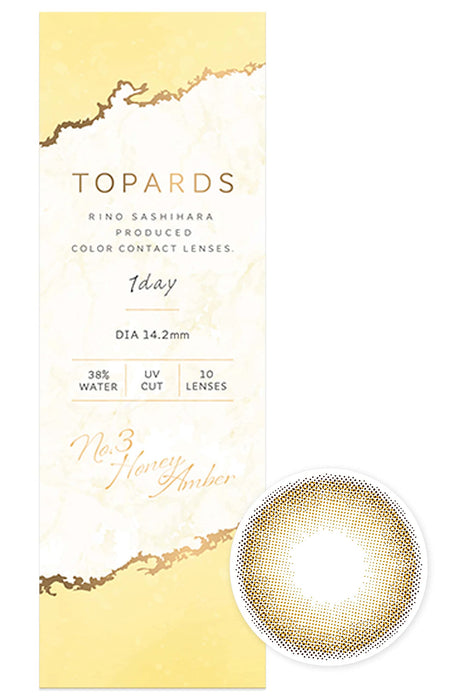 Topaz Color Contacts Topards Sashihara Sassy Honey Amber 1 Day 10Pcs Prescription [-10.00] Japan