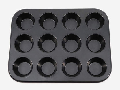 Cotta Japan Tiffany Muffin Mold 12Pcs Black 26X20X2.4Cm 4.8X2.4Cm 88656