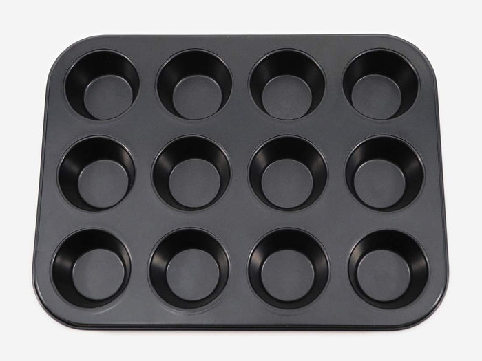 Cotta Japan Tiffany Muffin Mold 12Pcs Black 26X20X2.4Cm 4.8X2.4Cm 88656