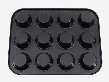 Cotta Japan Tiffany Muffin Mold 12Pcs Black 26X20X2.4Cm 4.8X2.4Cm 88656