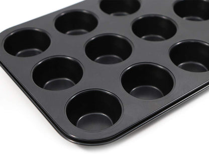 Cotta Japan Tiffany Muffin Mold 12Pcs Black 26X20X2.4Cm 4.8X2.4Cm 88656