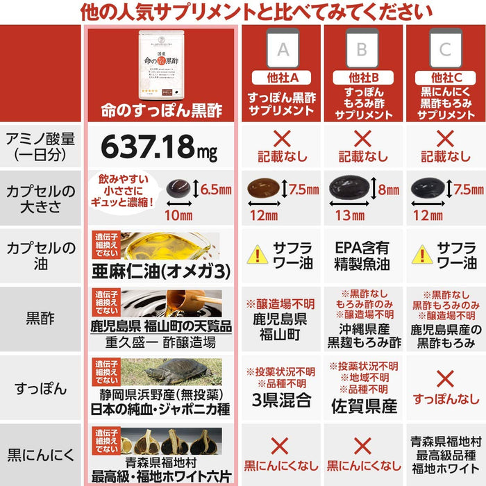 Five-star Honpo Domestic Black Vinegar 120 Capsules - Japanese Vitamins, Minerals And Supplements