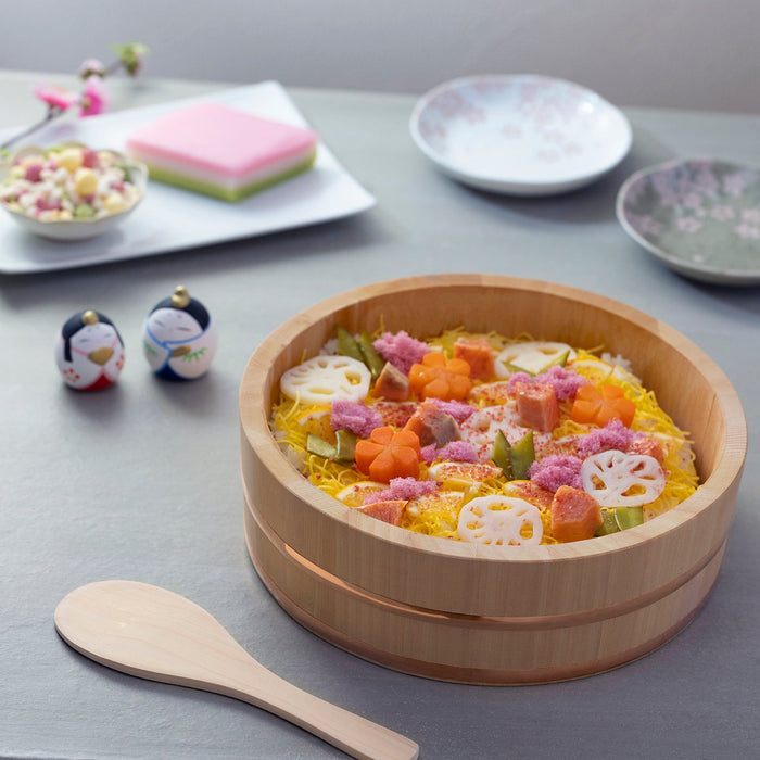 Ebm 33Cm Sawara Cypress Hangiri Sushi Rice Mixing Bowl - Made In Japan
