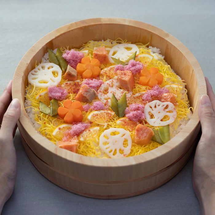 Ebm 33Cm Sawara Cypress Hangiri Sushi Rice Mixing Bowl - Made In Japan