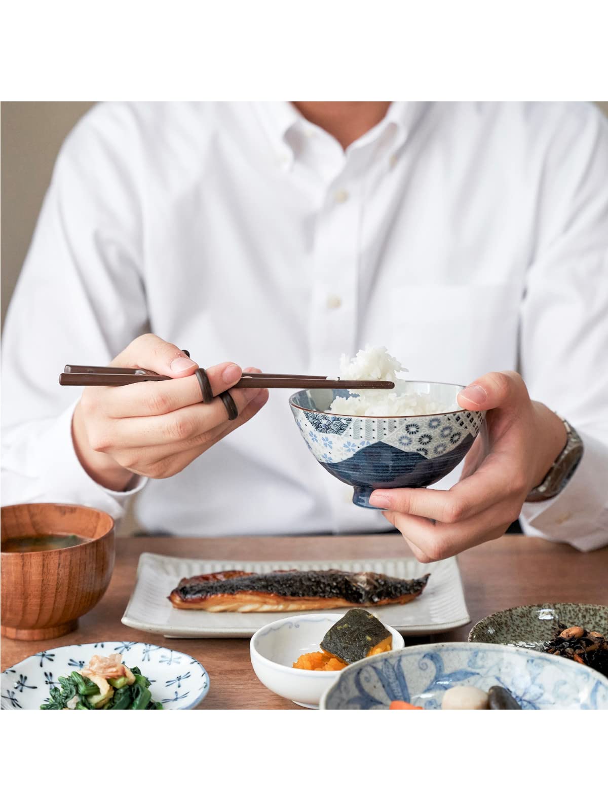 Asahi Koyo Chopsticks Iii Right Hand Dark Brown 20Cm For Adults Japan | Hold Correctly | Put Finger In Ring