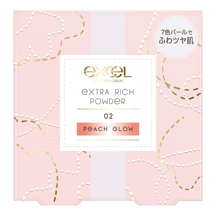 Excel Extra Rich Peach Glow Face Powder with 7 Color Pearl for Glossy Skin