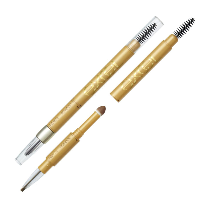 Excel Powder & Pencil Eyebrow EX PD13 (Ash Gray) 3-in-1 - Japanese Eyebrow Brand