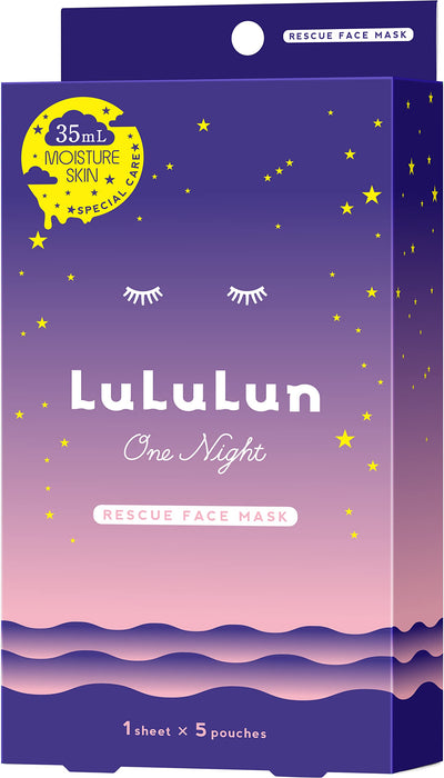 Lululun One Night Rescue Mask Moisture Skin 35ml 1 Sheet x 5 Pouches - Night Face Mask