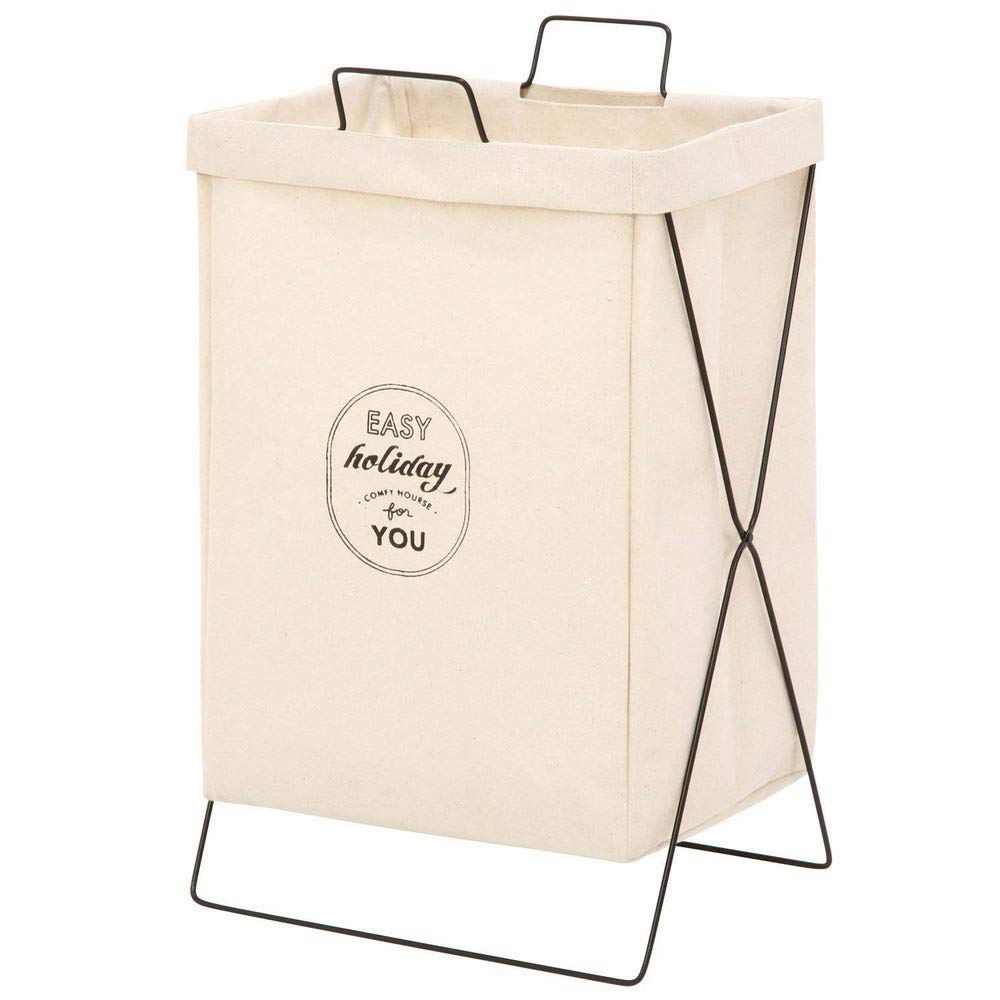 Fujiboeki Japan 32810 Laundry Basket Slim Width 37X27X60Cm Ivory Foldable Trash Can Camping Toy Storage Handle Water Repellent
