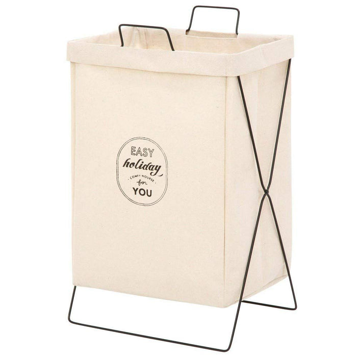 Fujiboeki Japan 32810 Laundry Basket Slim Width 37X27X60Cm Ivory Foldable Trash Can Camping Toy Storage Handle Water Repellent