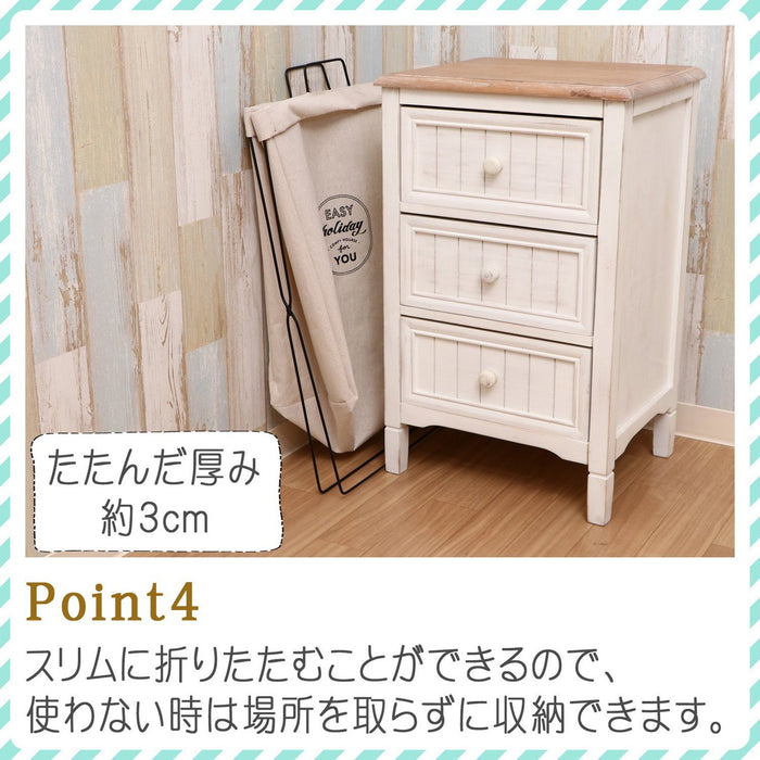 Fujiboeki Japan 32810 Laundry Basket Slim Width 37X27X60Cm Ivory Foldable Trash Can Camping Toy Storage Handle Water Repellent