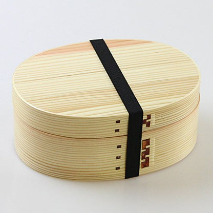 Large Japanese Magewappa Oval Bento Box - Natural Domestic Finish - Eemon Of The Festival - Japan 001-266