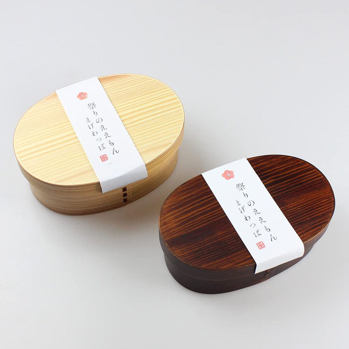 大號日本 Magewappa 橢圓形便當盒 - 天然國產飾面 - 節日 Eemon - 日本 001-266