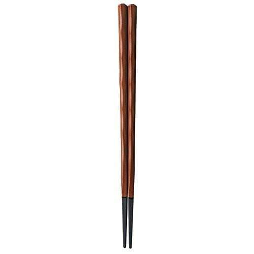 Fukui Craft Japan Hexagonal Rough-Carved Double-Lacquered Non-Slip Chopsticks 22.5Cm Shunkei Lacquer Brown