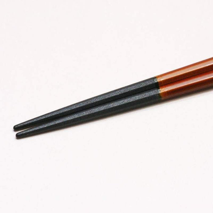 Fukui Craft Octagonal Double-Lacquered Non-Slip Chopsticks 22.5Cm Teak Brown Japan