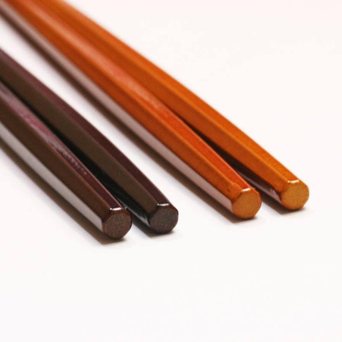 Fukui Craft Octagonal Double-Lacquered Non-Slip Chopsticks 22.5Cm Teak Brown Japan