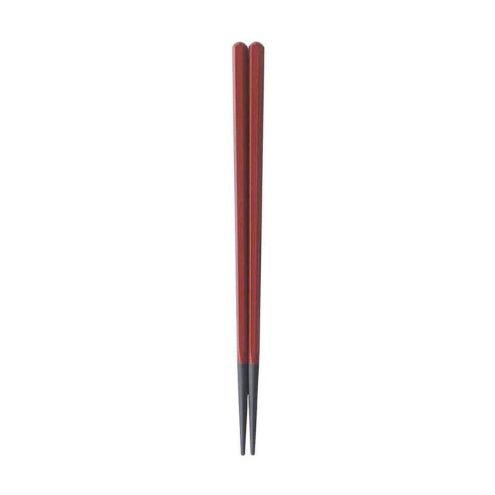 Fukui Craft Japanese Pbt Resin Hexagonal Wood Grain Chopsticks 22.2Cm Scarlet