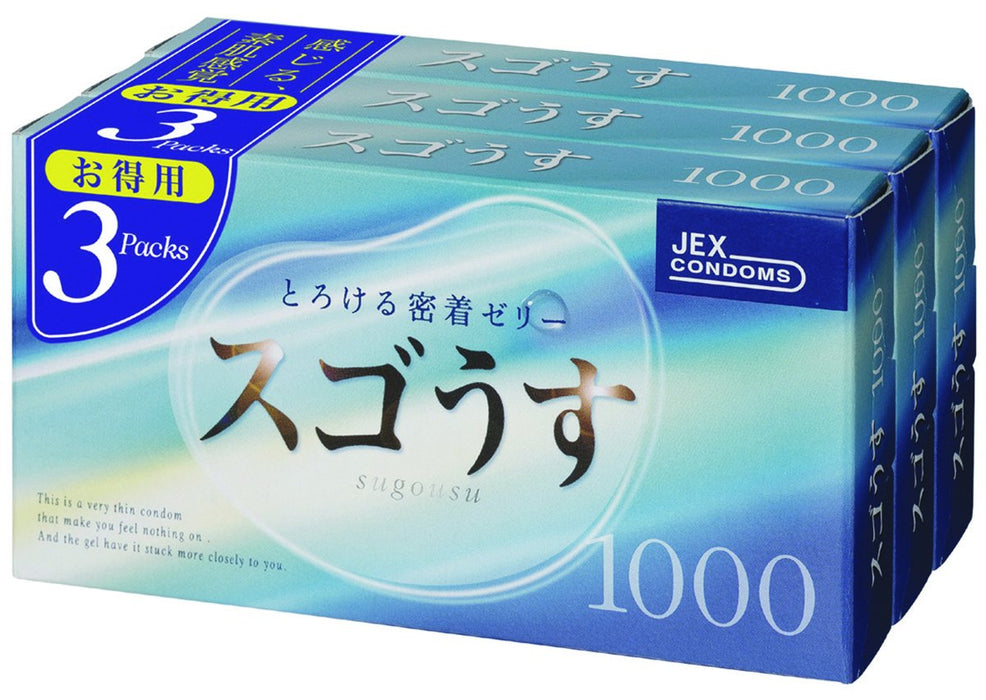 Jex Sugo Usu 1000 橡胶 12 片 3 盒 - 日本制造