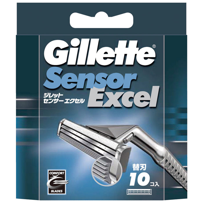 Gillette Sensor Excel 10 Spare Blades Shaver Razor Japan Men'S