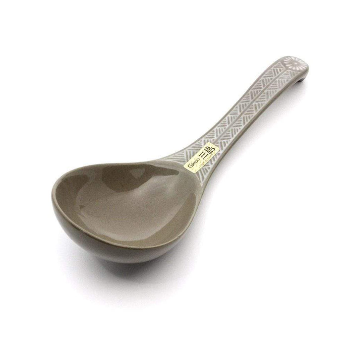 Ginpo Banko Ware Renge 湯匙和湯匙架大 - 僅 Renge 勺子