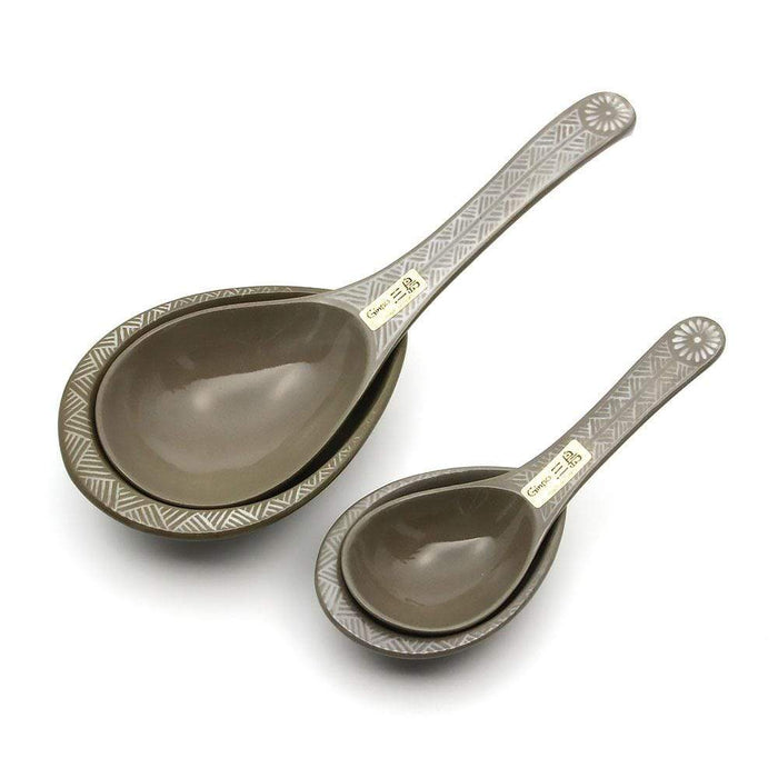 Ginpo Banko Ware Renge 湯匙和湯匙架大 - 僅 Renge 勺子