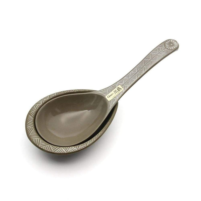 Ginpo Banko Ware Renge Soup Spoon & Spoon Rest Large - Set (Renge Spoon & Spoon Rest)
