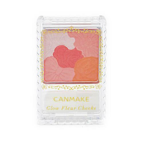 Canmake Glow Fleur Cheeks Blush 03 Fairy Orange Fleur 6.3g - Blush Palette With Brush Applicator