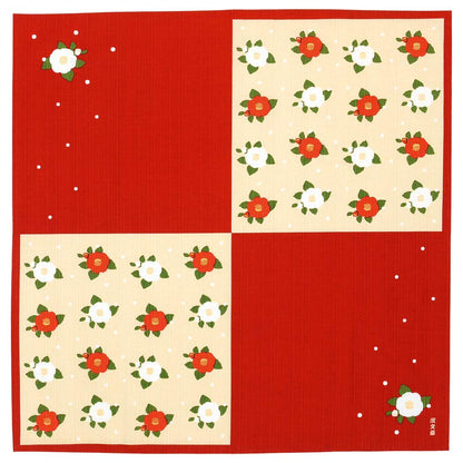 Hama Pattern Furoshiki 50Cm Japan - Camellia & Snowball Red