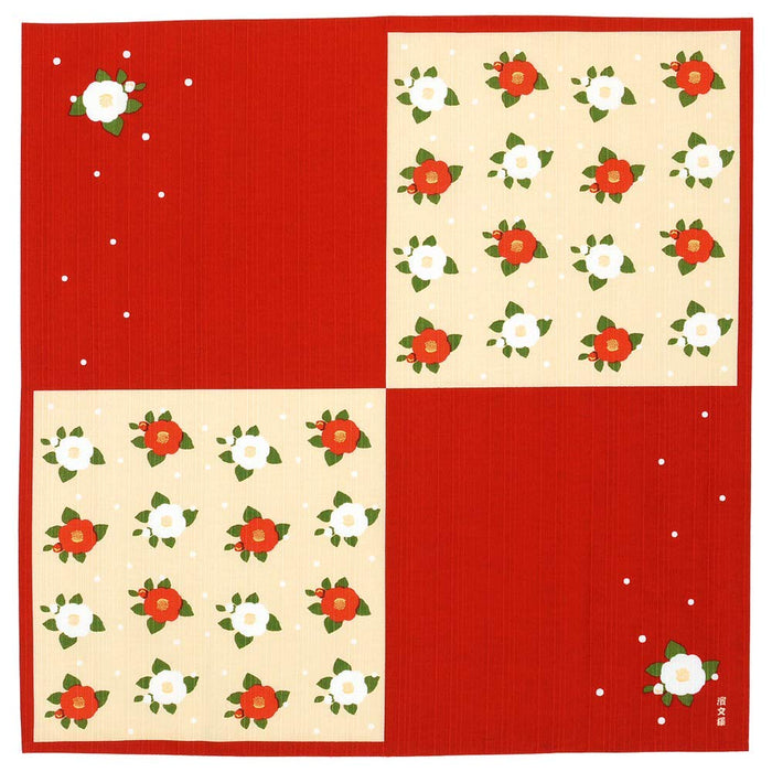 Hama Pattern Furoshiki 50Cm Japan - Camellia & Snowball Red