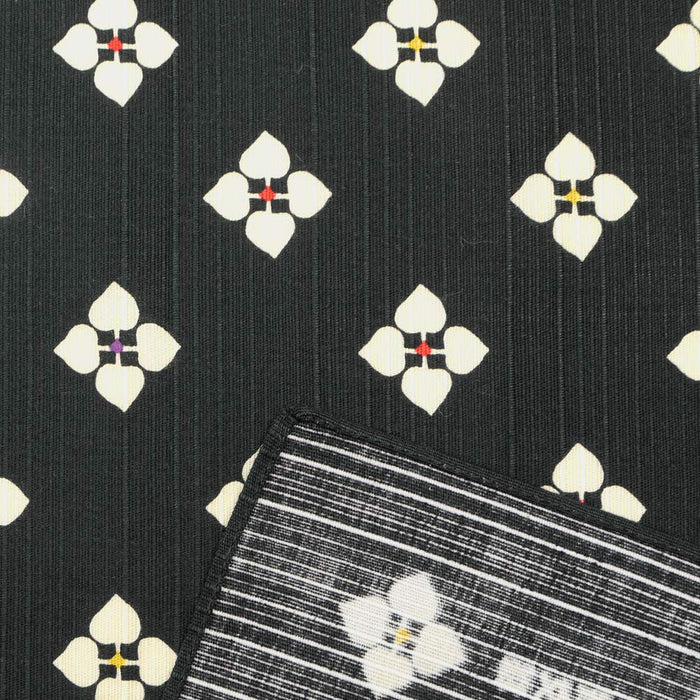 Hama Pattern Furoshiki 90Cm Japan 4-Leaf Komon Black Cloth