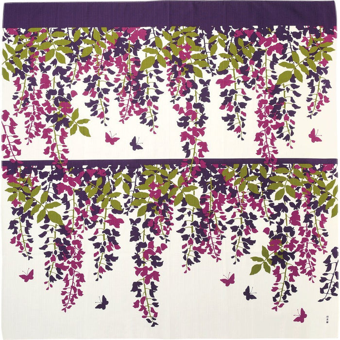 Hama Pattern Furoshiki 90Cm Wisteria Trellis & Butterfly Purple - Japanese Cloth