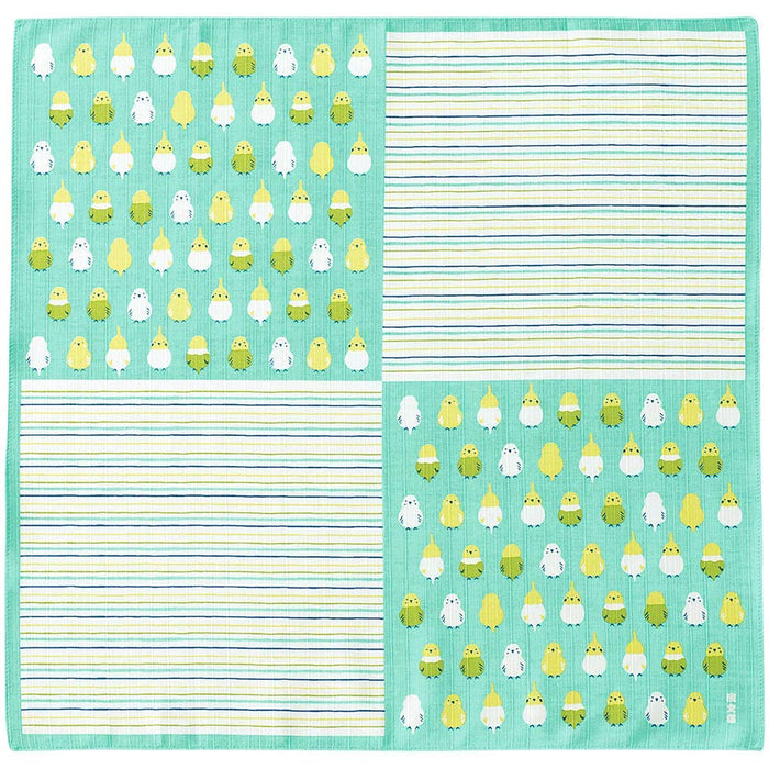 Hama Pattern Furoshiki 50Cm Arranged Parakeet Eme Blue From Japan