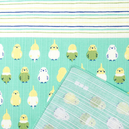 Hama Pattern Furoshiki 50Cm Arranged Parakeet Eme Blue From Japan