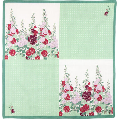 Hama Pattern Furoshiki 50Cm Garden Of Hollyhock Green Japan