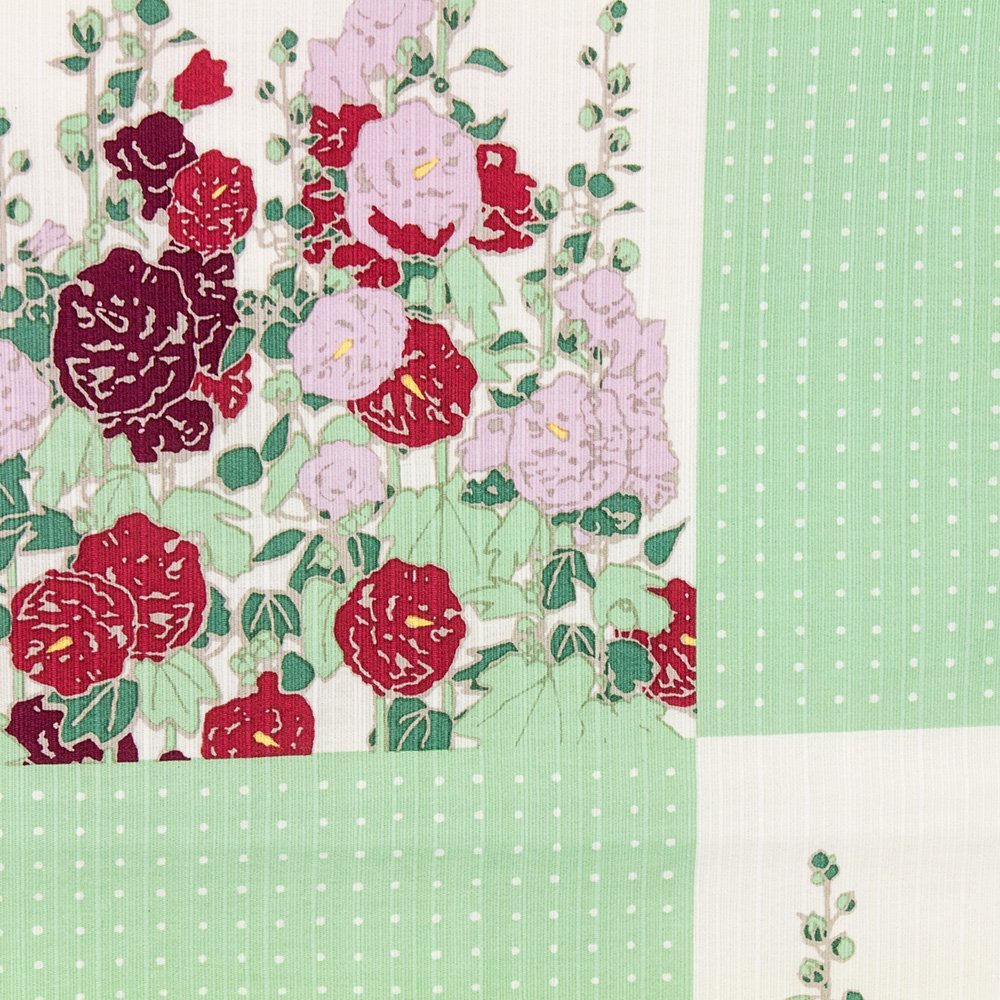 Hama Pattern Furoshiki 50Cm Garden Of Hollyhock Green Japan