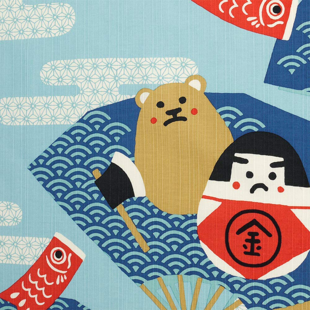 Hama Pattern Furoshiki 50Cm Kintaro Daruma Blue - Japanese Cloth