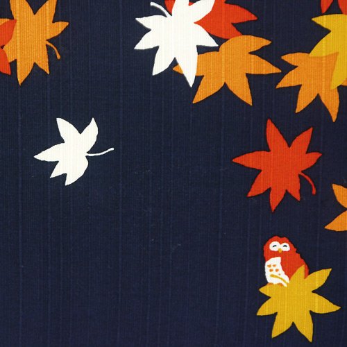 Hama Pattern Furoshiki 50Cm Maple In Moonlit Night Dark Blue - Japan