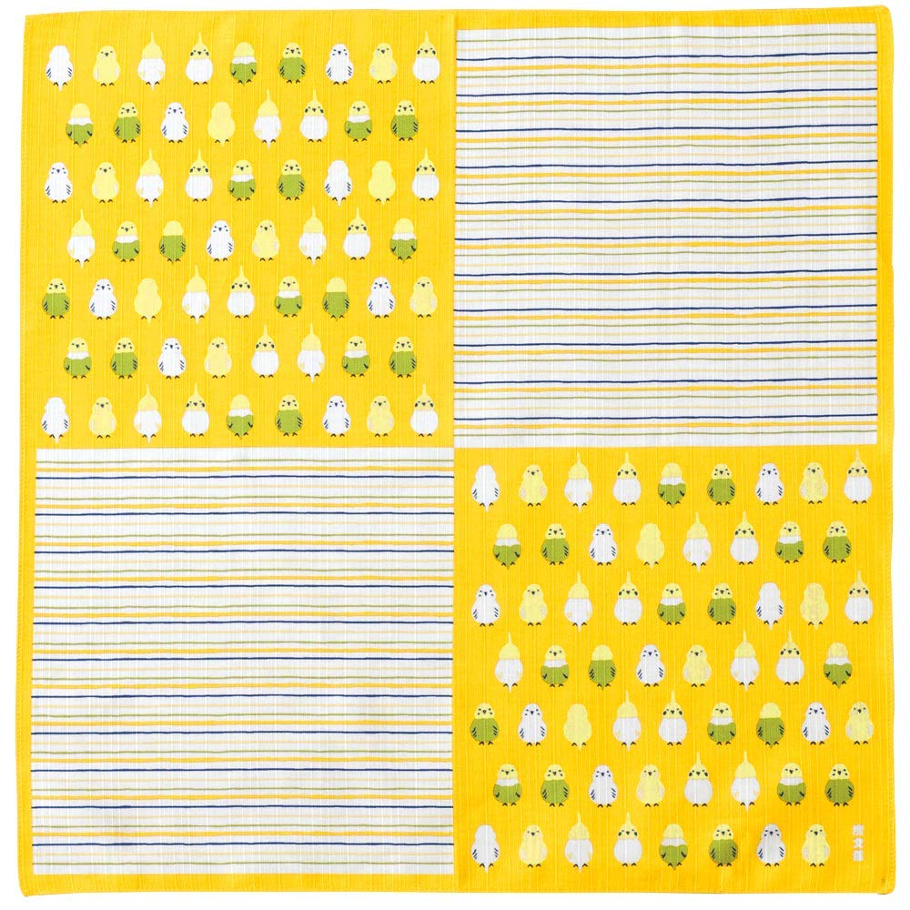 Hama Pattern Furoshiki 50Cm Parakeet Arrangement Yellow - Japanese Cloth
