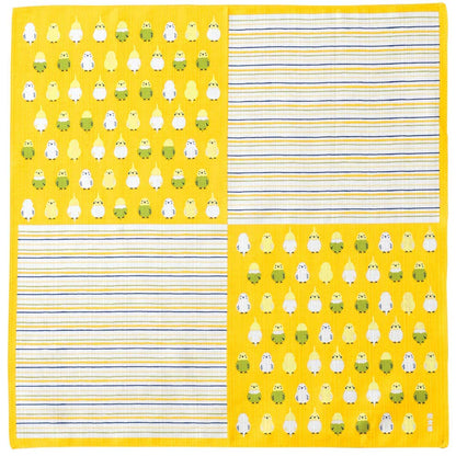 Hama Pattern Furoshiki 50Cm Parakeet Arrangement Yellow - Japanese Cloth
