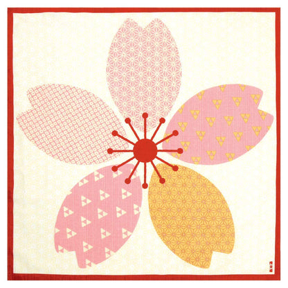 Hama Pattern Furoshiki Sakura Wrapped Red 50Cm Japanese Cloth