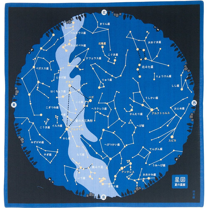 Hama 圖案風呂敷 50 公分夏日星座藍色 - 日本布