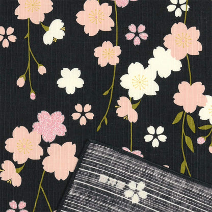 Hama Pattern Furoshiki 50Cm Weeping Night Cherry Blossoms Black Japan