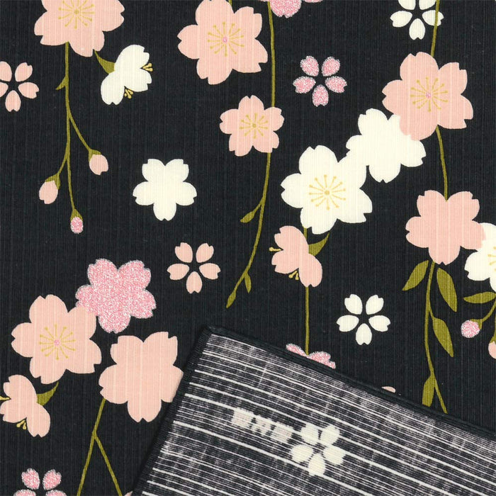 Hama Pattern Furoshiki 50Cm Weeping Night Cherry Blossoms Black Japan