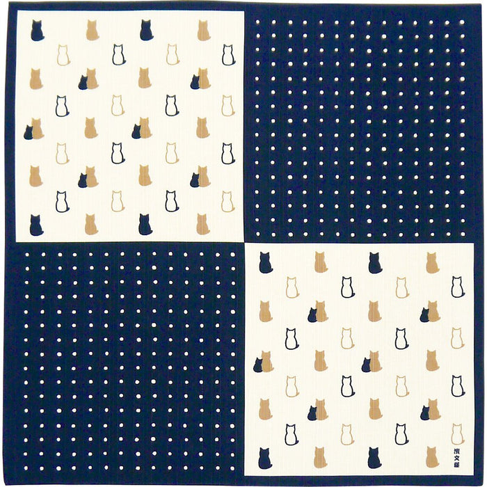 Hama Pattern Japanese Wrapping Cloth 50Cm Cat Navy Blue