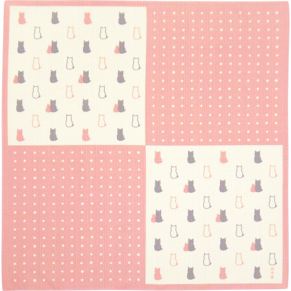 Hama Pattern Japanese Cat Pink Wrapping Cloth 50Cm Hamamonyo