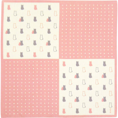 Hama Pattern Japanese Cat Pink Wrapping Cloth 50Cm Hamamonyo