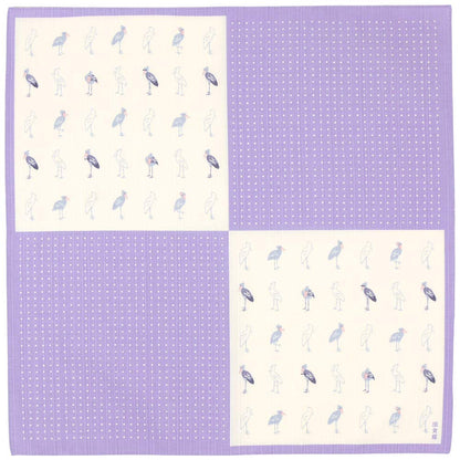 Hama Pattern Japan Gokigen Shoebill Purple Small Wrapping Cloth 50Cm