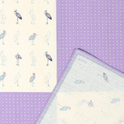 Hama Pattern Japan Gokigen Shoebill Purple Small Wrapping Cloth 50Cm