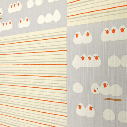 Hama Pattern Japan Oshikura Sparrow Gray Wrapping Cloth 50Cm