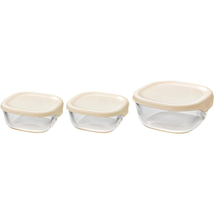 Hario Heat Resistant Glass Storage Container Made In Japan Kst-2012-Ow 3Pcs White